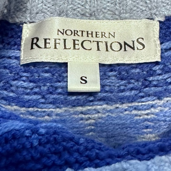 NORTHERN REFLECTIONS Fair Isle Light Sky Blue Turtleneck Sweater - Size: S - Picture 5 of 9